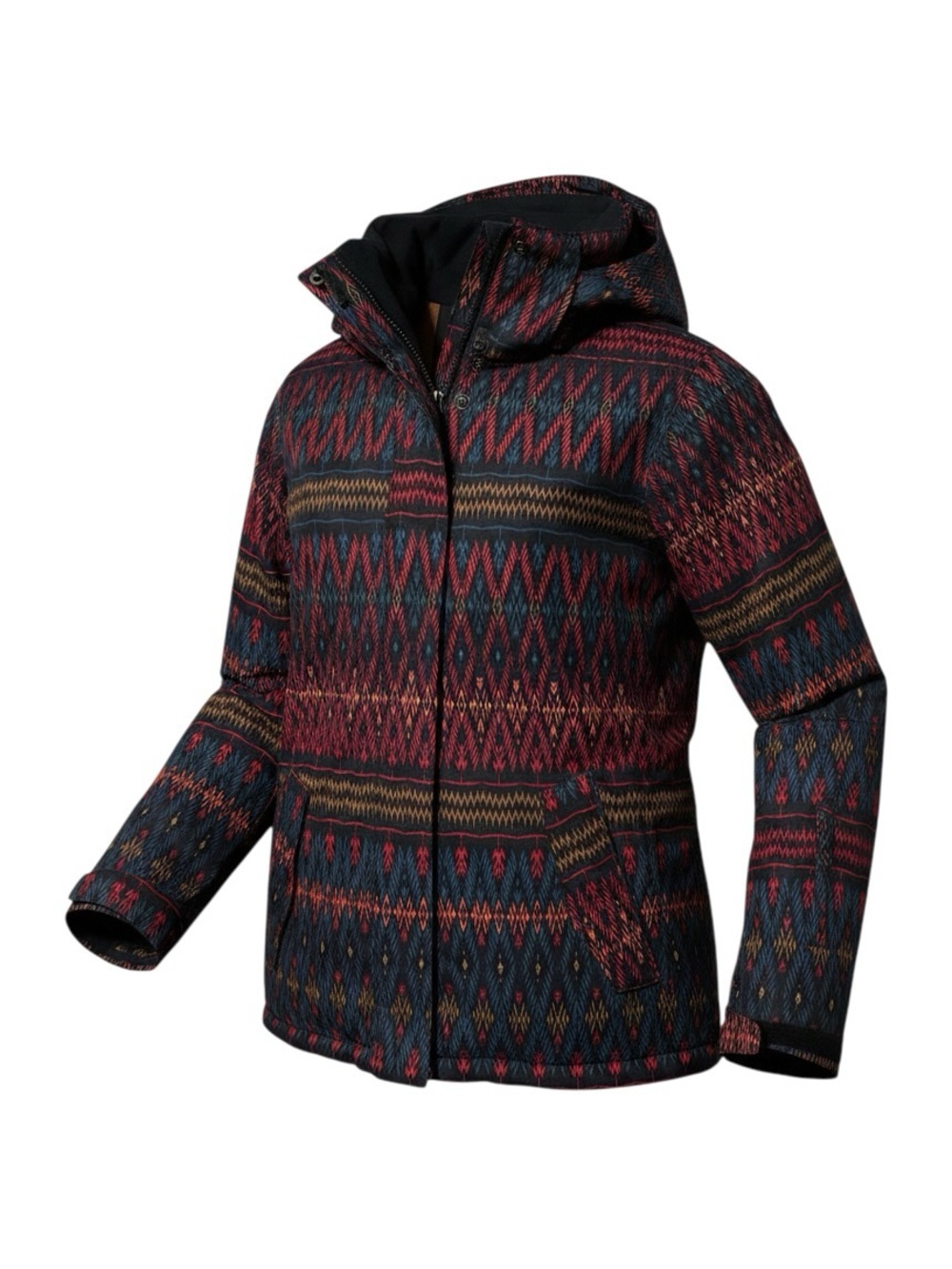Roxy Multicolor Geometric Ski Jacket - Navy, Red & Tan